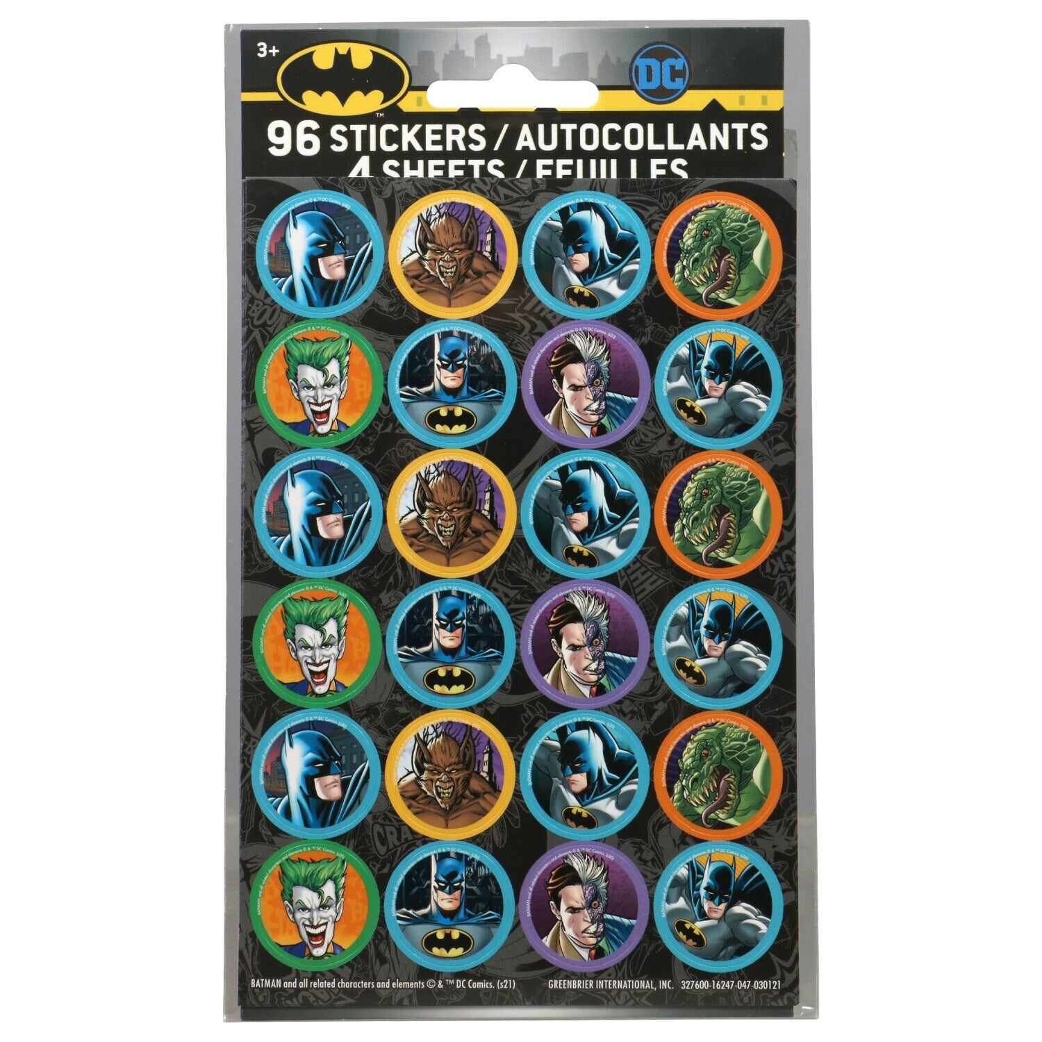 DC Comics Batman Sticker Sheets, 4-ct. Packs (Pack of 24)