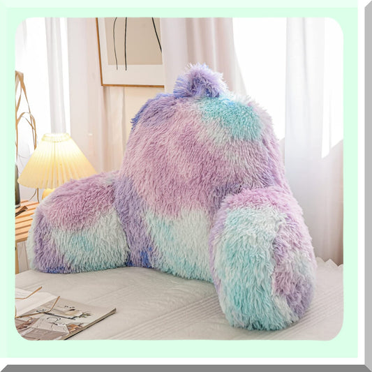 ComfortMax Backrest Pillow - Large Adult Reading Bed Wedge with Arms Support for Sitting Up in Bed/Couch, BluePurple - Ideal for Bedrest & Back Support