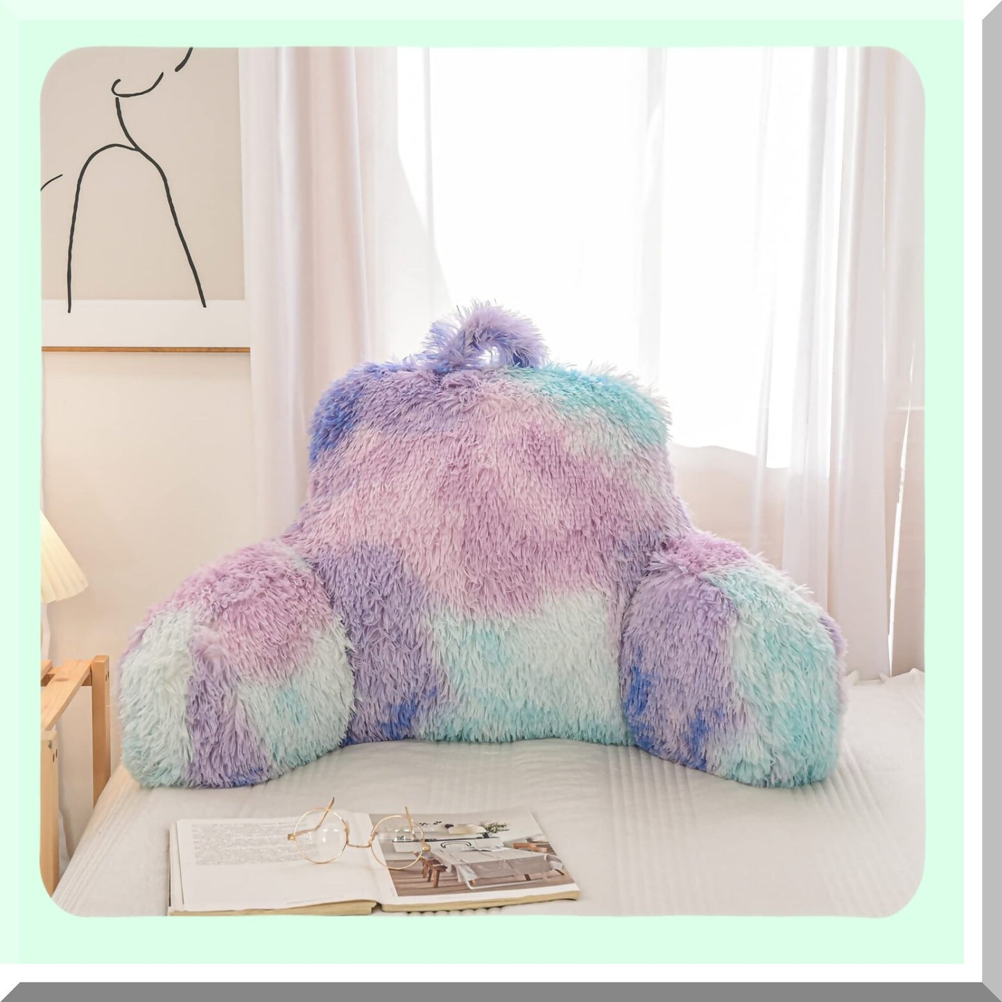 ComfortMax Backrest Pillow - Large Adult Reading Bed Wedge with Arms Support for Sitting Up in Bed/Couch, BluePurple - Ideal for Bedrest & Back Support