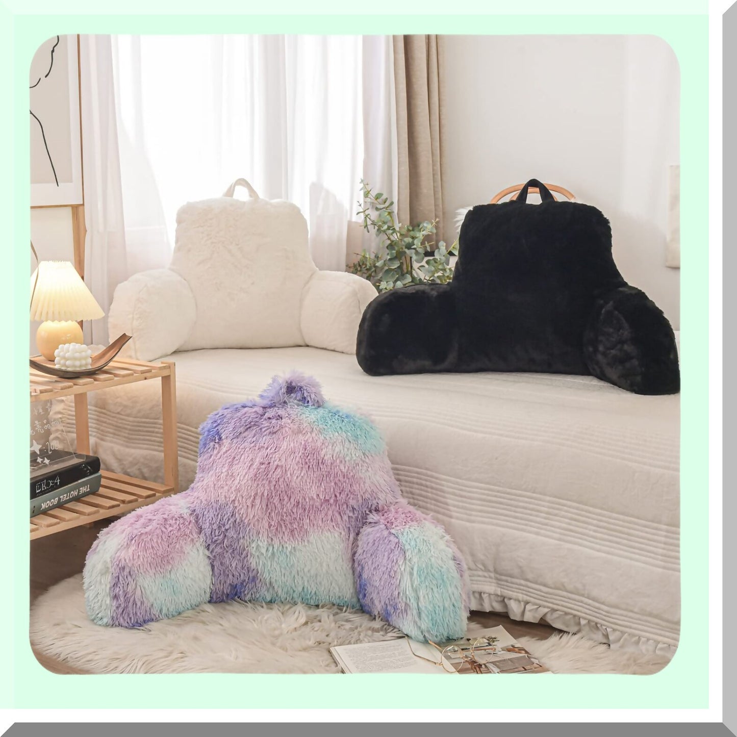 ComfortMax Backrest Pillow - Large Adult Reading Bed Wedge with Arms Support for Sitting Up in Bed/Couch, BluePurple - Ideal for Bedrest & Back Support