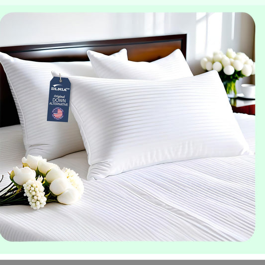 Luxury Queen Size Hotel Pillows Set - Fluffy Down Alternative Pillows for Stomach and Side Sleepers with Hypoallergenic Thermal Technology