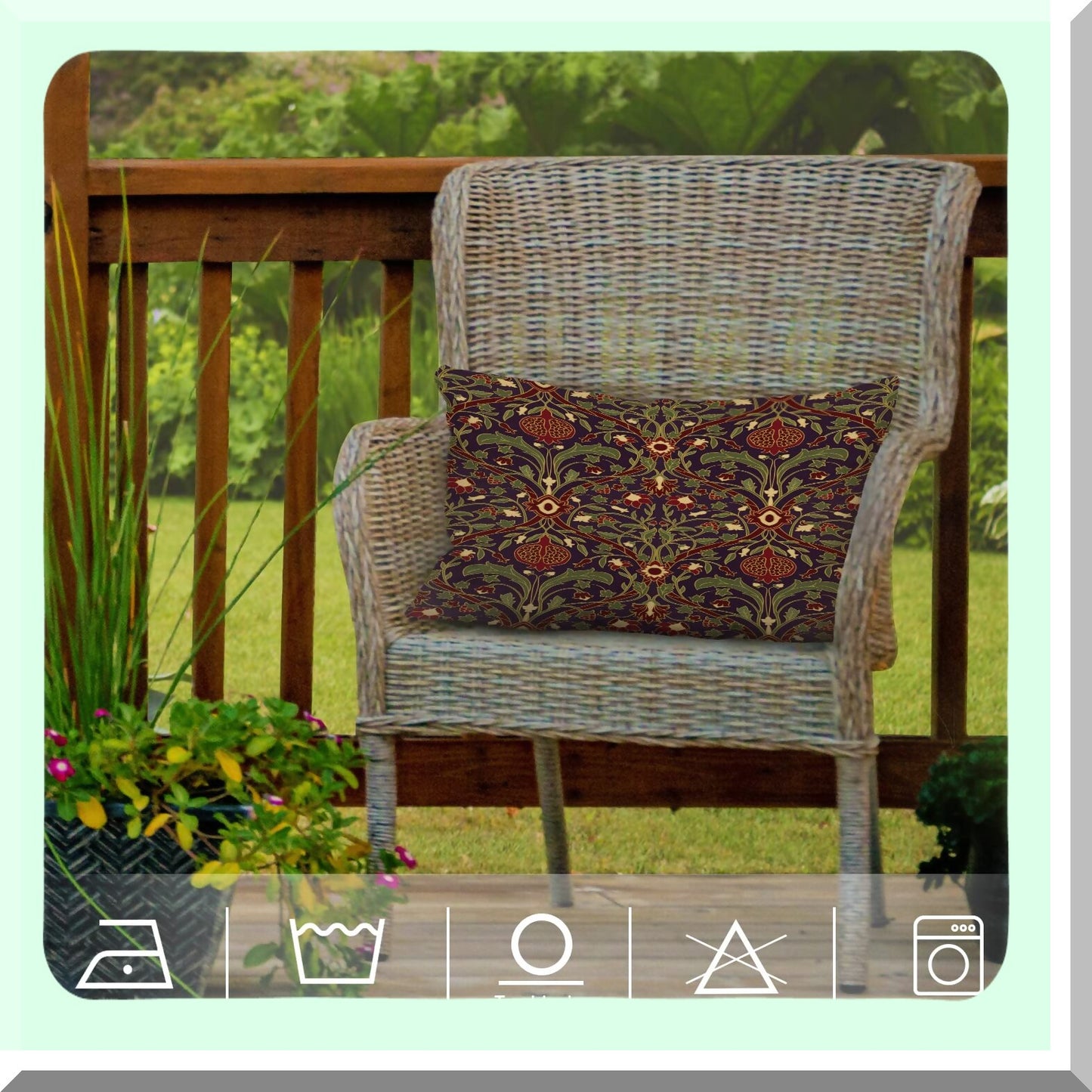 Vintage Floral Tapestry Lumbar Pillow Covers - Set of 2, Burgundy Garnet Decorative Throw Cushion for Sofa, Bedroom, Car - 12 x 20 Inches Cotton