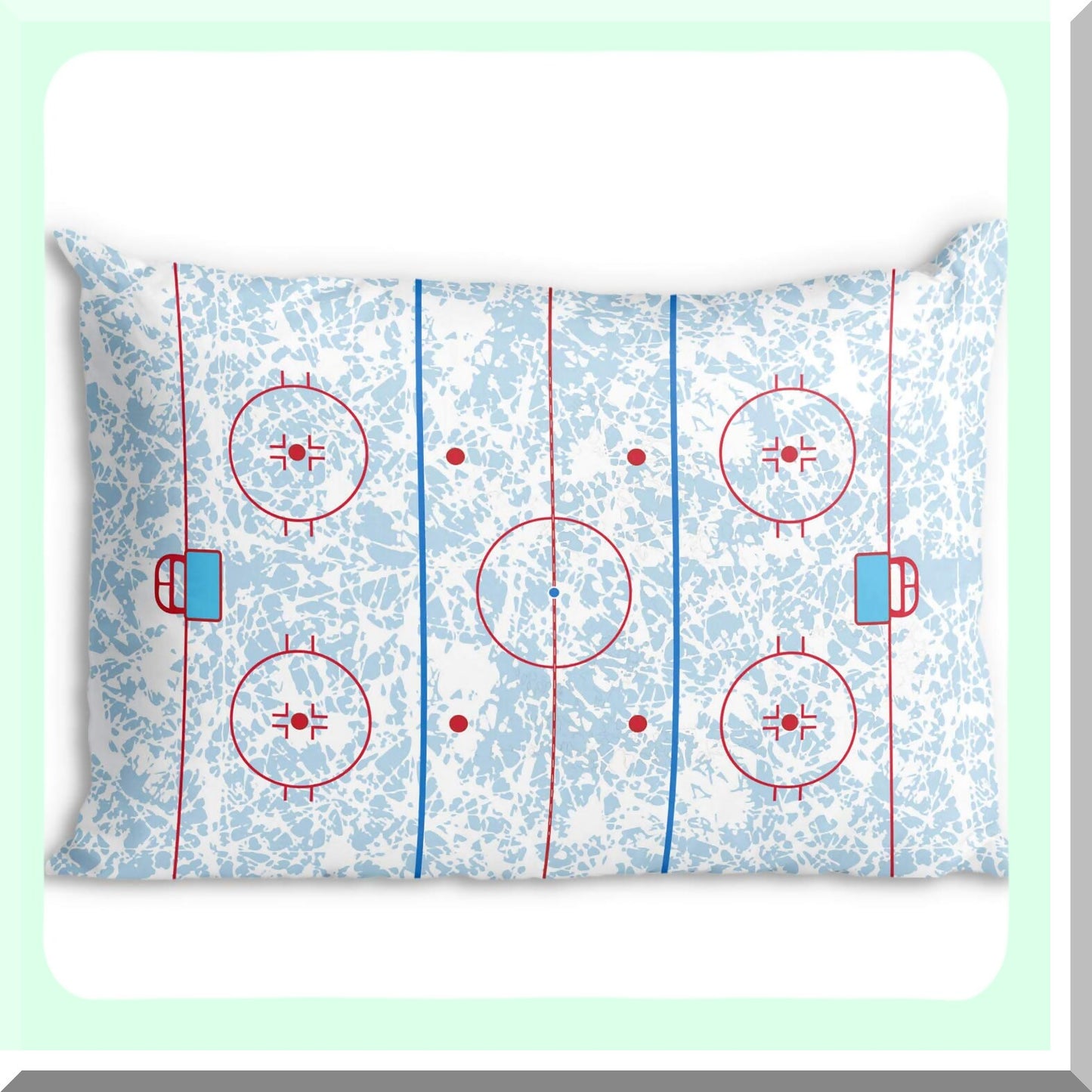 Ice Rink Dreams Pillowcase - Hockey Home Decor for Sports Fans! Add a touch of the game to your bedroom with this unique pillowcase featuring a hockey rink design. Perfect for any hockey enthusiast!