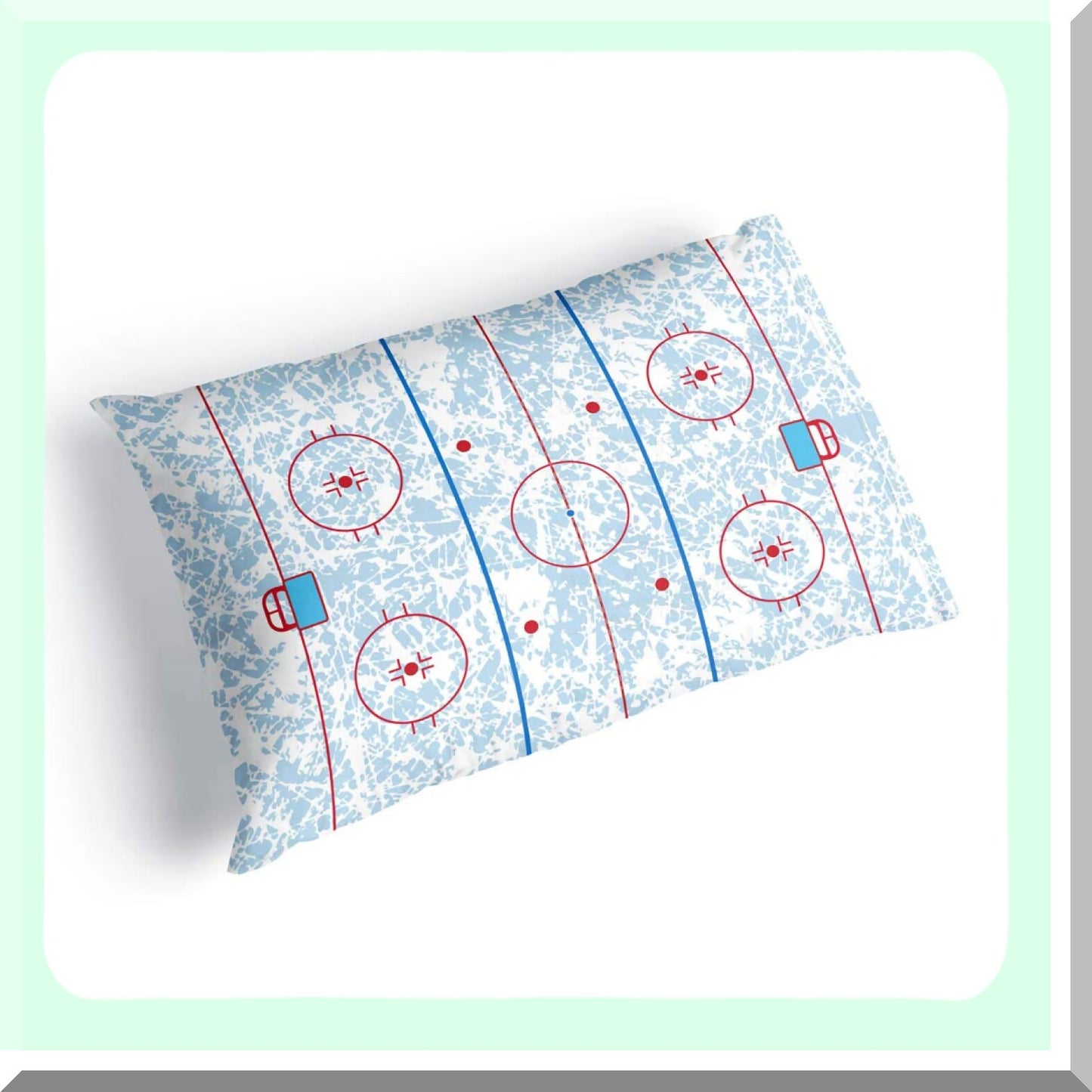 Ice Rink Dreams Pillowcase - Hockey Home Decor for Sports Fans! Add a touch of the game to your bedroom with this unique pillowcase featuring a hockey rink design. Perfect for any hockey enthusiast!
