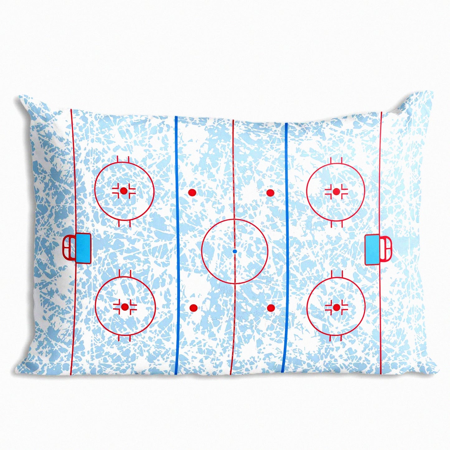 Ice Rink Dreams Pillowcase - Hockey Home Decor for Sports Fans! Add a touch of the game to your bedroom with this unique pillowcase featuring a hockey rink design. Perfect for any hockey enthusiast!