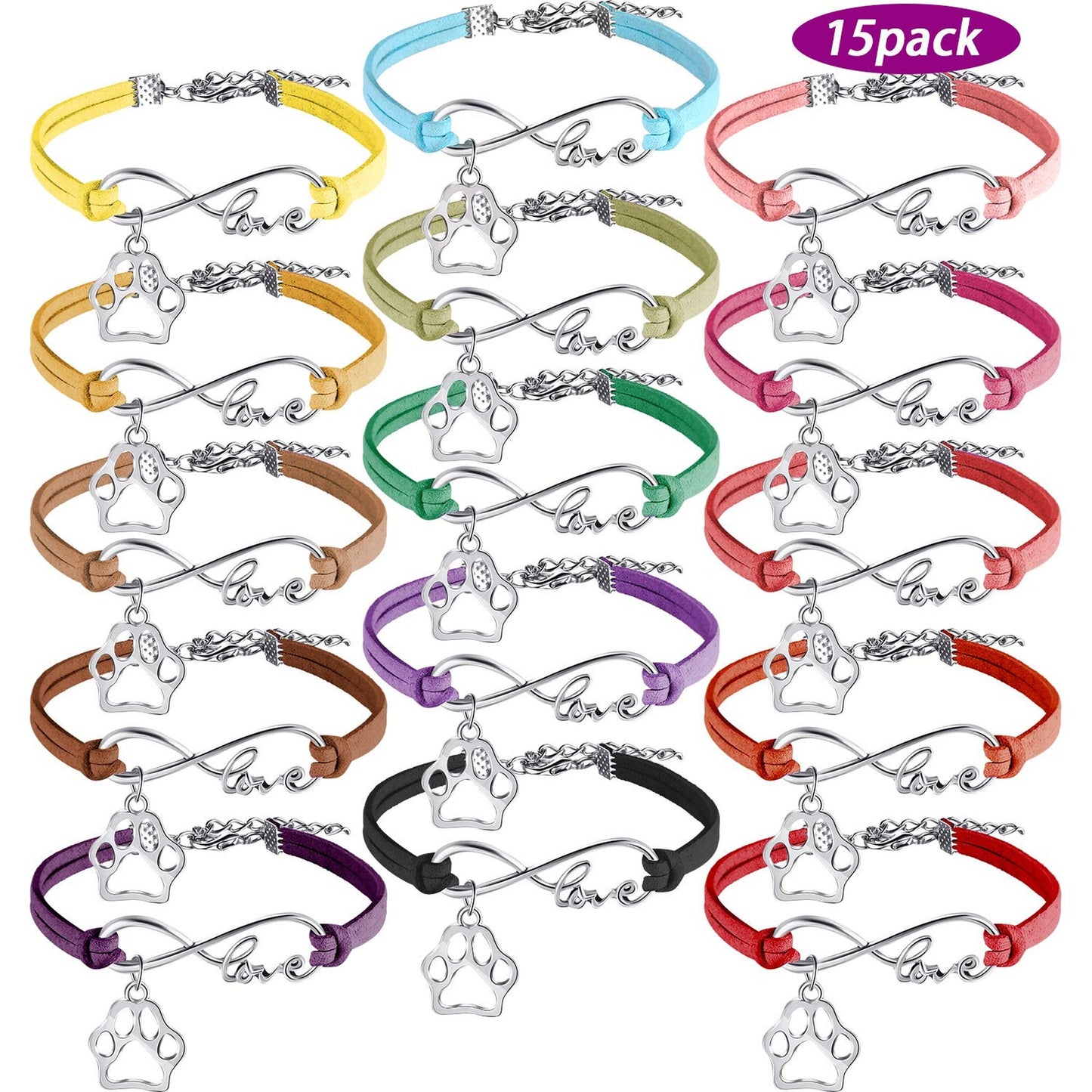 15 Pack Puppy Dog Bracelets for Kids and Adults