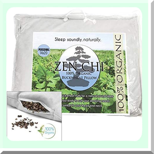 CoolBuck Pillow - Natural Cooling Technology, All Cotton Cover, Buckwheat Hulls, Personal Comfy Pillow, Adjusts to Head - Standard Size 14x20