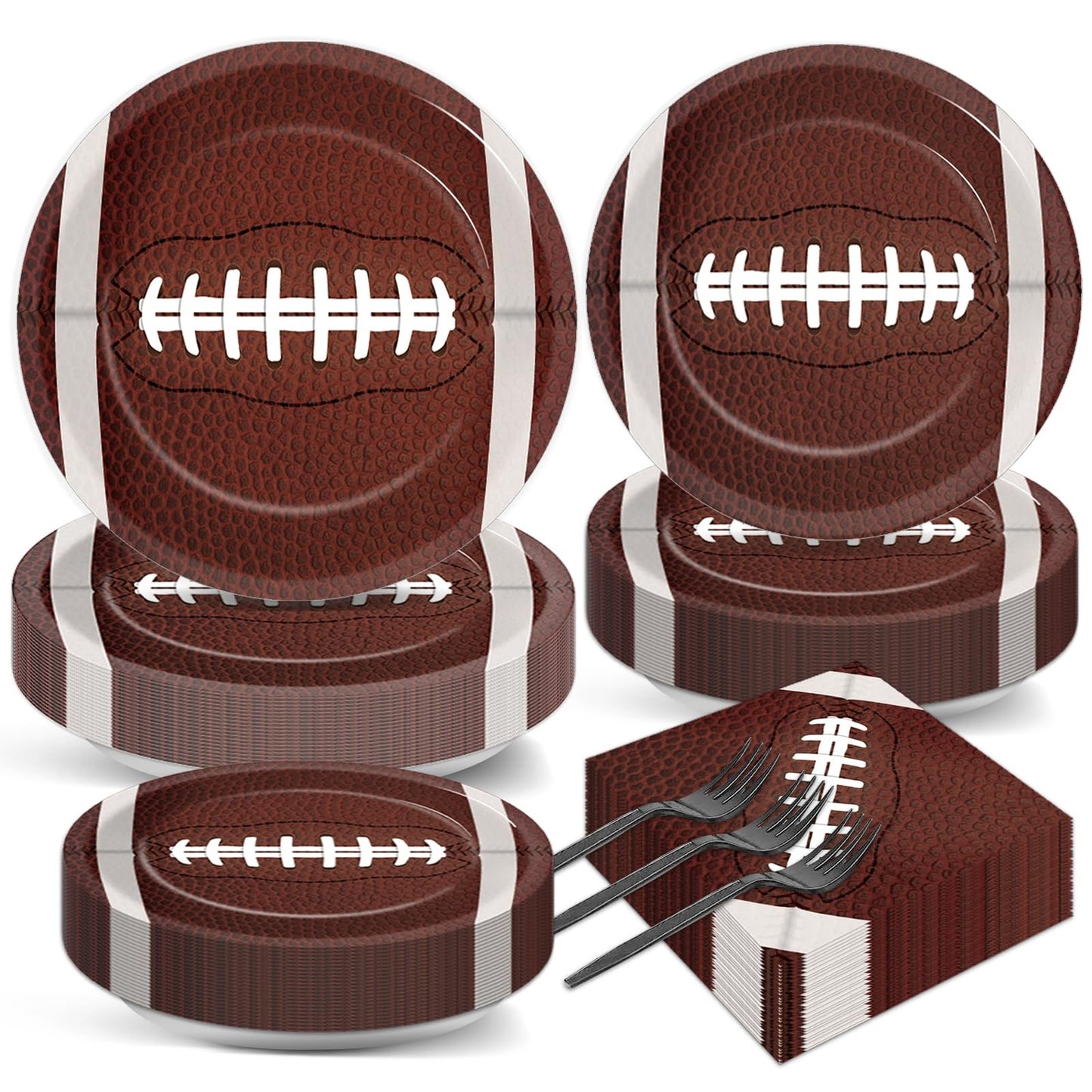 Game Time Football Frenzy Party Pack - Plates & Napkins Set for 50 Guests. Sports-themed Dinnerware Supplies & Decorations for Boys' Birthday Celebration.