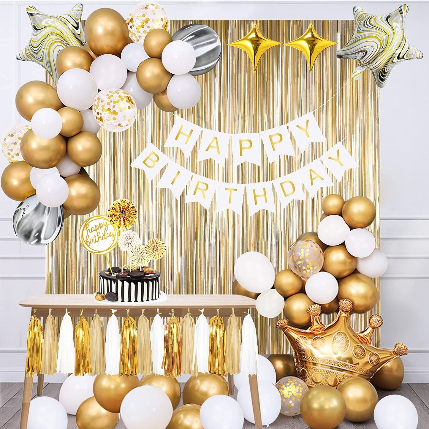 Gold Birthday Decorations Set for Celebrations