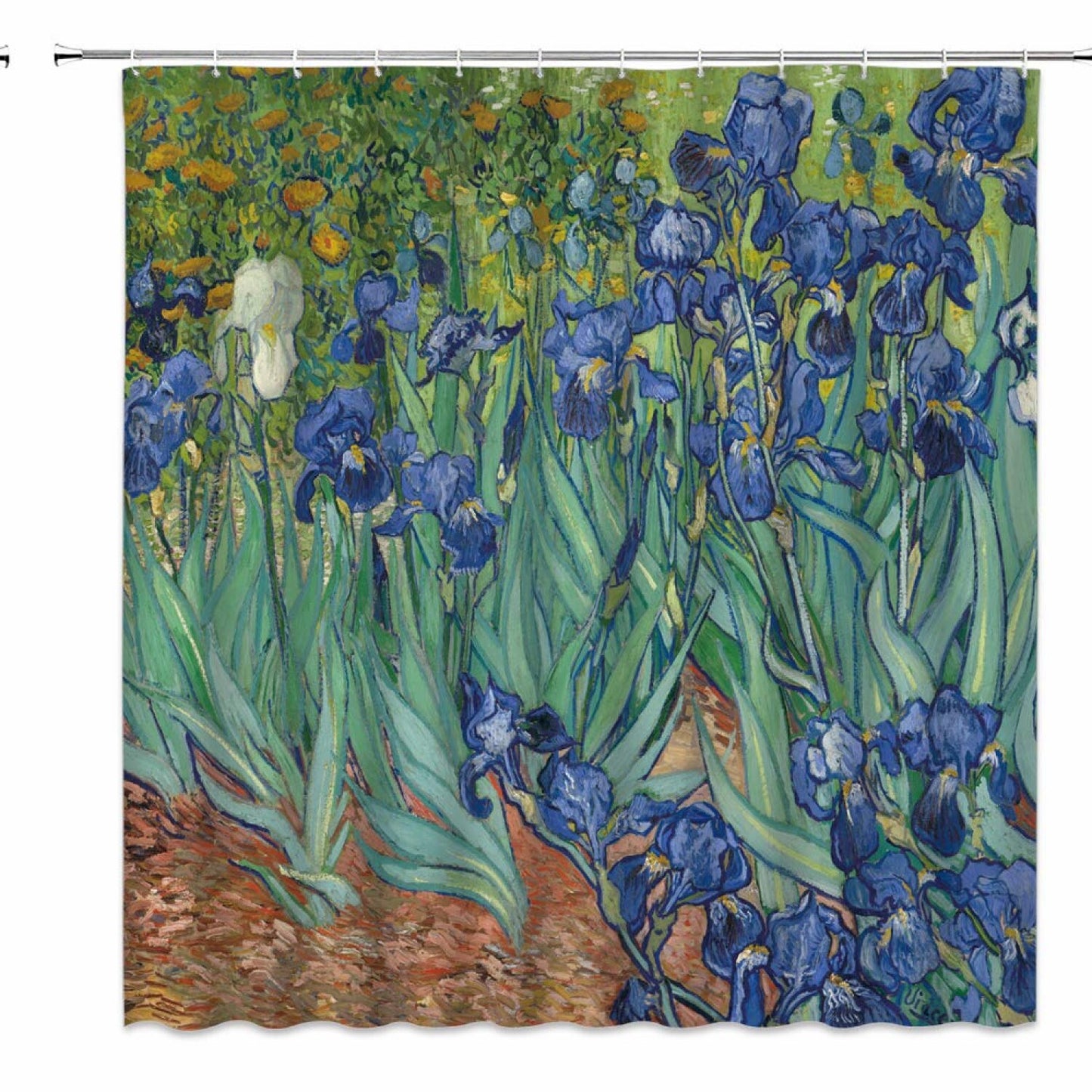 Van Gogh Iris Shower Curtain 71x71 Inches Green Purple