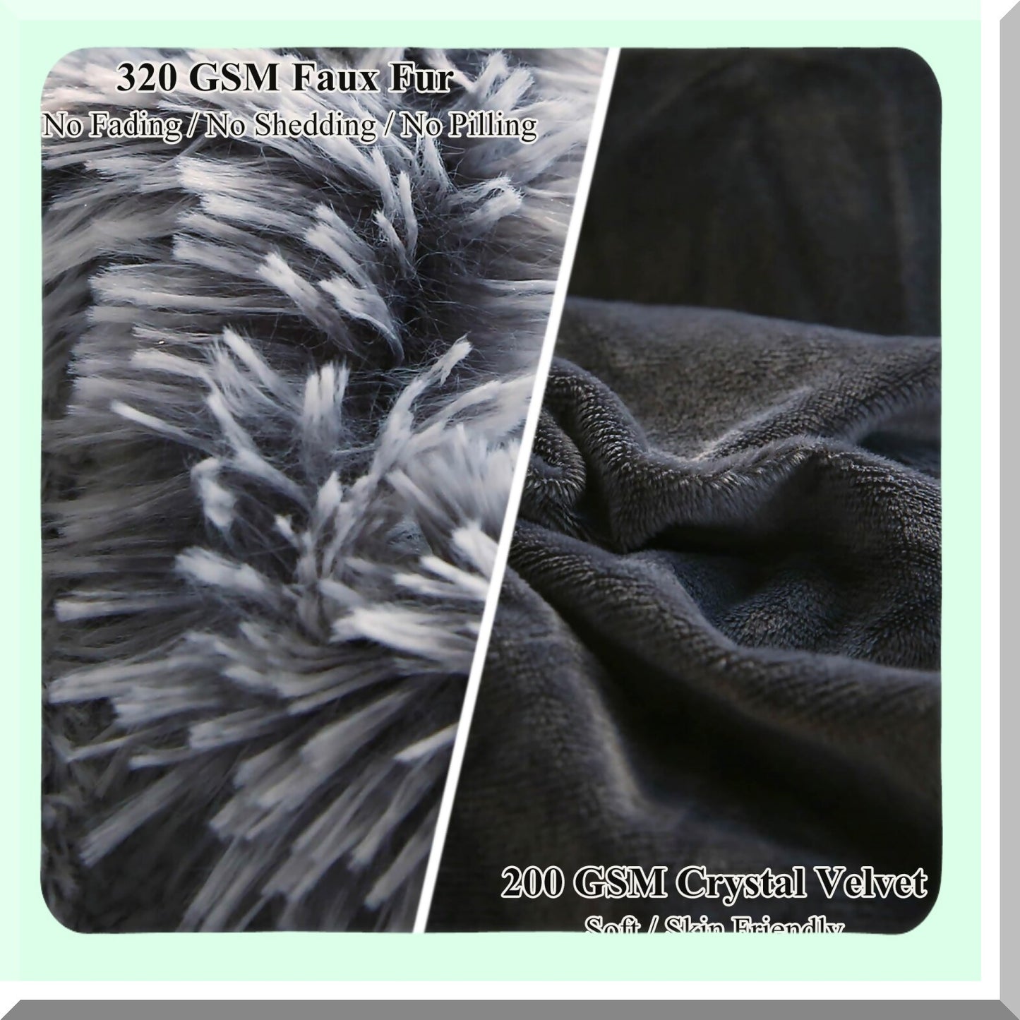 Ultra Plush Shaggy Pillowcase Set - Fluffy Crystal Velvet Decorative Covers with Furry Fuzzy Shams, Zipper Closure - Soft Gray Ombre Throw Pillow Cases (Set of 2)