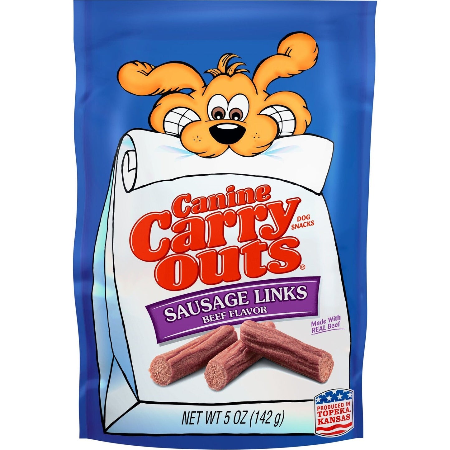 Canine Carry Outs Beef Flavor Sausage Links, 5 oz. Bags (Pack of 12)