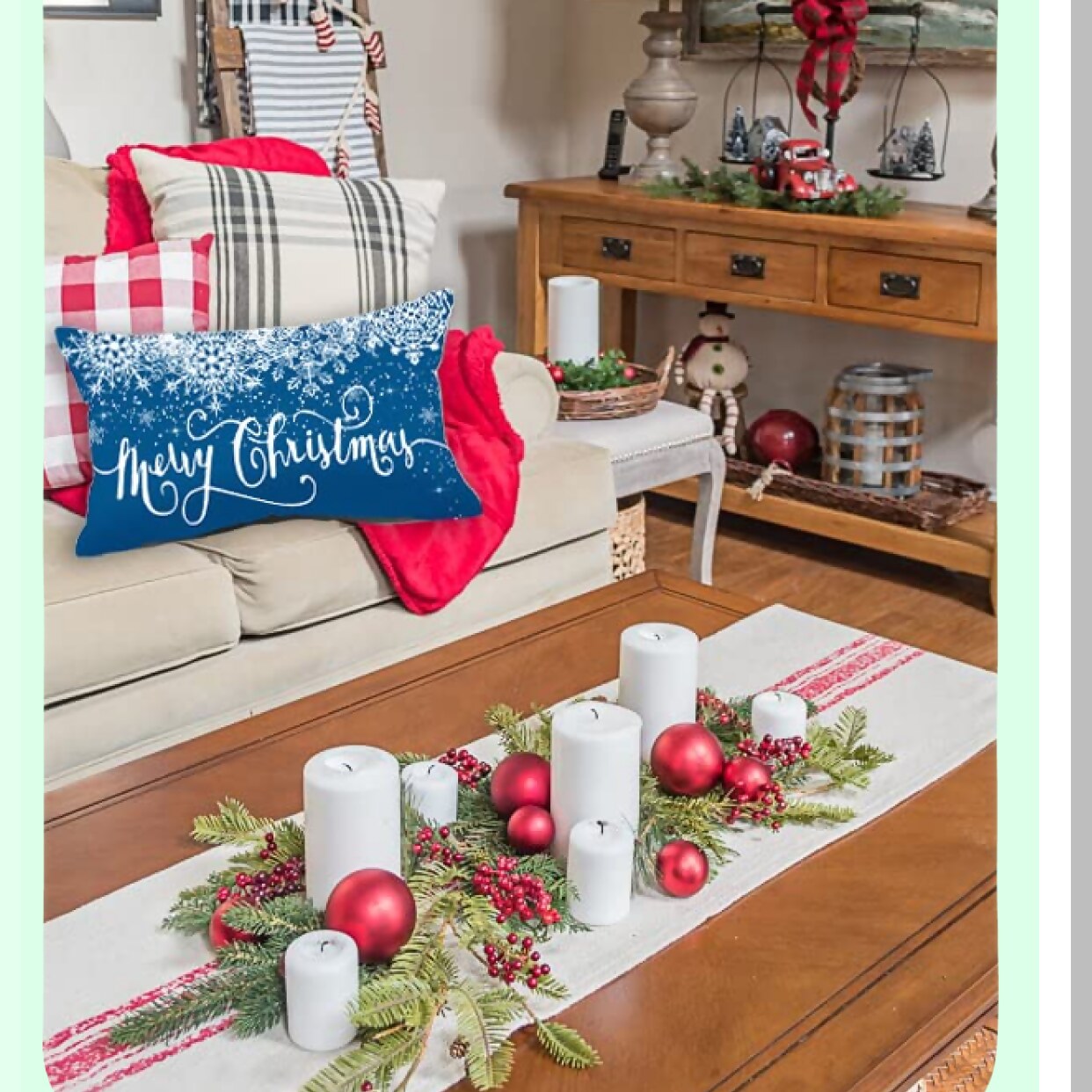 Winter Wonderland Farmhouse Pillow Covers - Set of 2 Merry Decorative Throw Cushion Cases 12x20 Snowflake Decorations for Home Décor