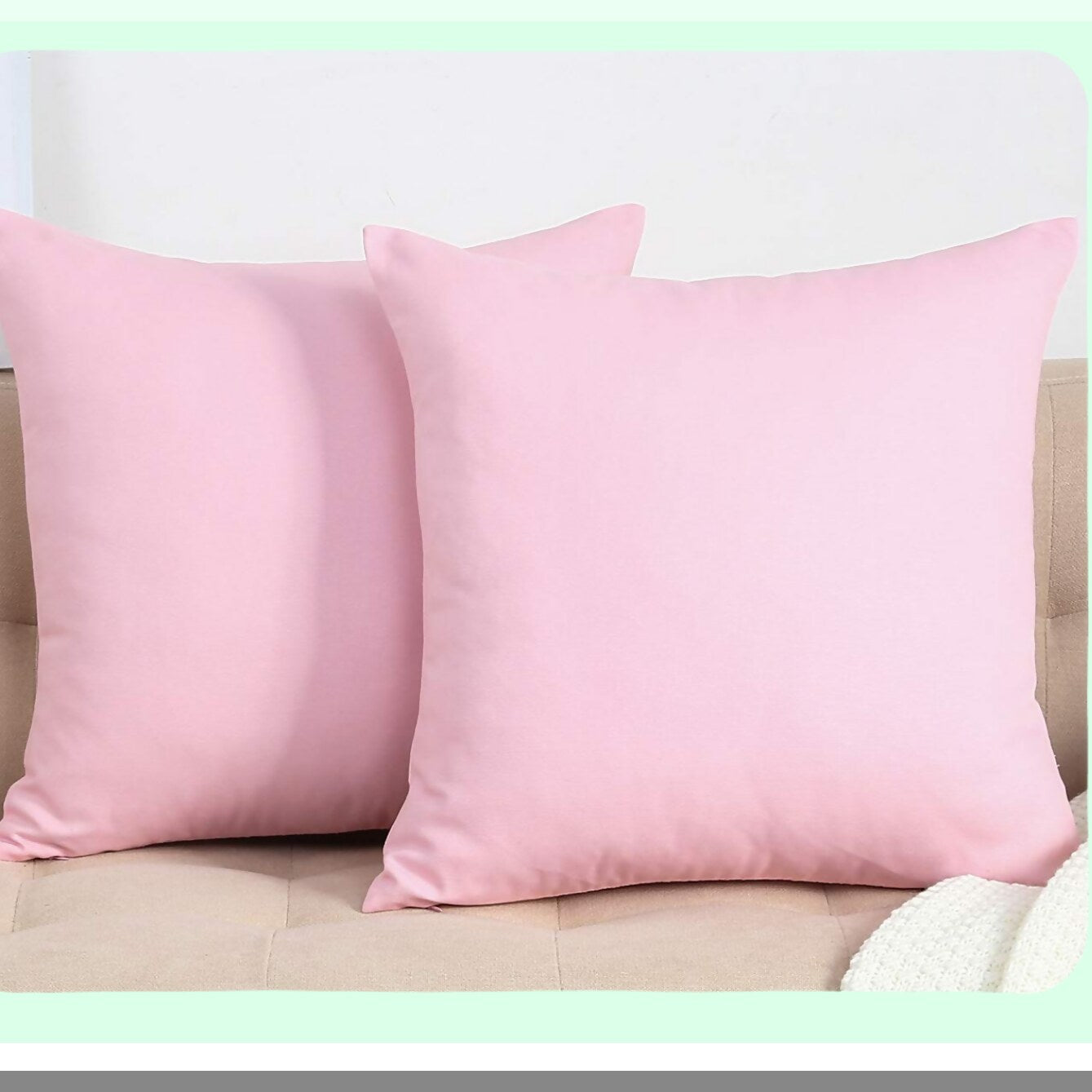 Cotton Canvas Decorative Pillow Covers - Set of 2, 18"x18", Salmon Pink - Cushion Covers for Home Decor, 45 Colors Available - Solid Design