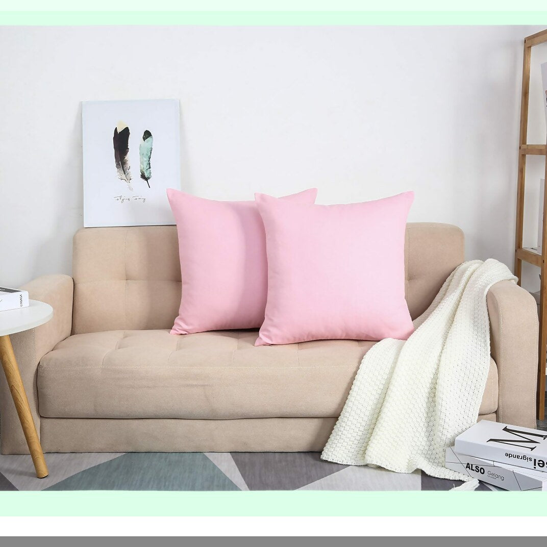 Cotton Canvas Decorative Pillow Covers - Set of 2, 18"x18", Salmon Pink - Cushion Covers for Home Decor, 45 Colors Available - Solid Design