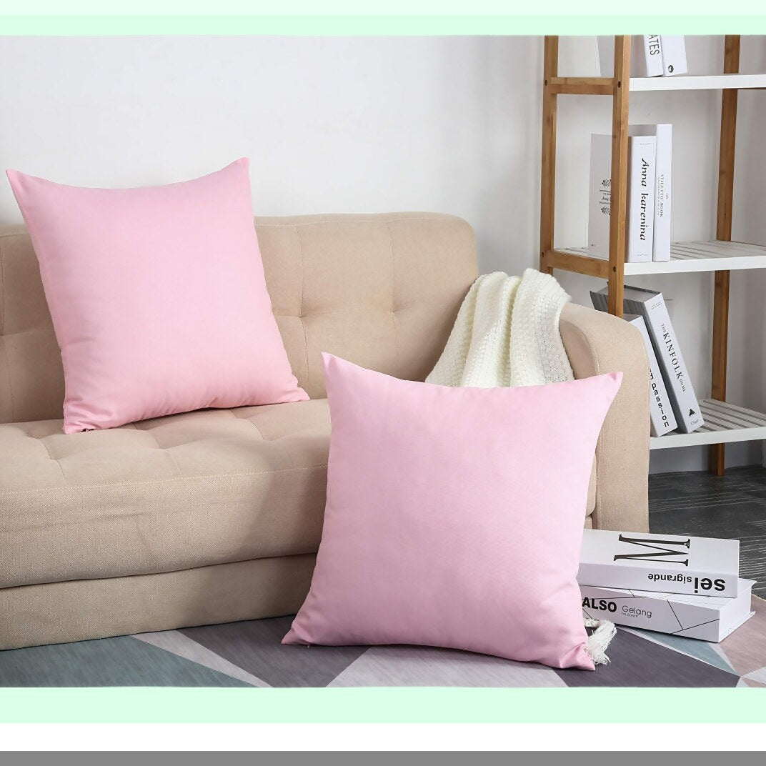Cotton Canvas Decorative Pillow Covers - Set of 2, 18"x18", Salmon Pink - Cushion Covers for Home Decor, 45 Colors Available - Solid Design