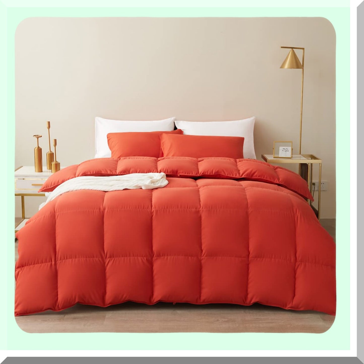 FluffyDreams Lightweight Queen Comforter - Breathable Down Alternative Duvet Insert with Box Stitched Design & 8 Corner Tabs - Reversible & Cozy Burnt Orange Bedding