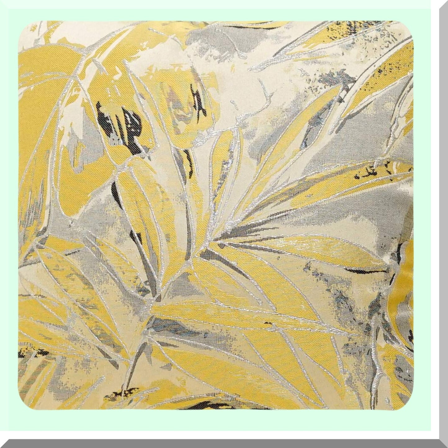 Feather Jacquard Square Cushion Cover - Modern Yellow Throw Pillow Case for Couch Sofa - High Precision Home Decoration - 20 X 20 Inches