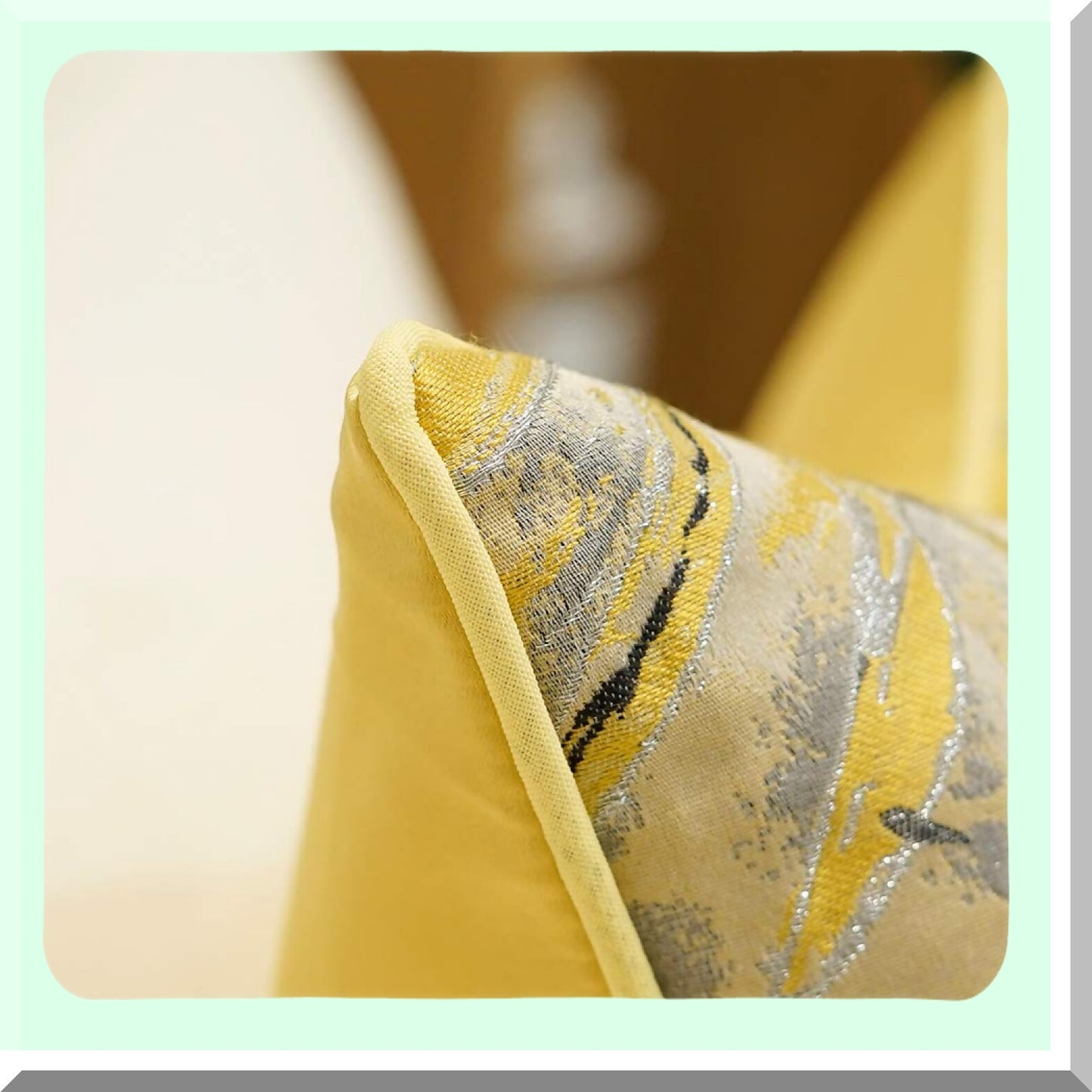 Feather Jacquard Square Cushion Cover - Modern Yellow Throw Pillow Case for Couch Sofa - High Precision Home Decoration - 20 X 20 Inches