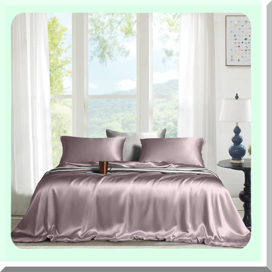 CoolBreeze Tencel 4-Piece Bed Sheet Set - Soft & Durable 300TC Cooling Sheets with Flat & Fitted Sheets + 2 Pillowcases - Natural Queen Size Bedding