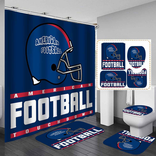 Football Shower Curtain and Bath Rug Set
