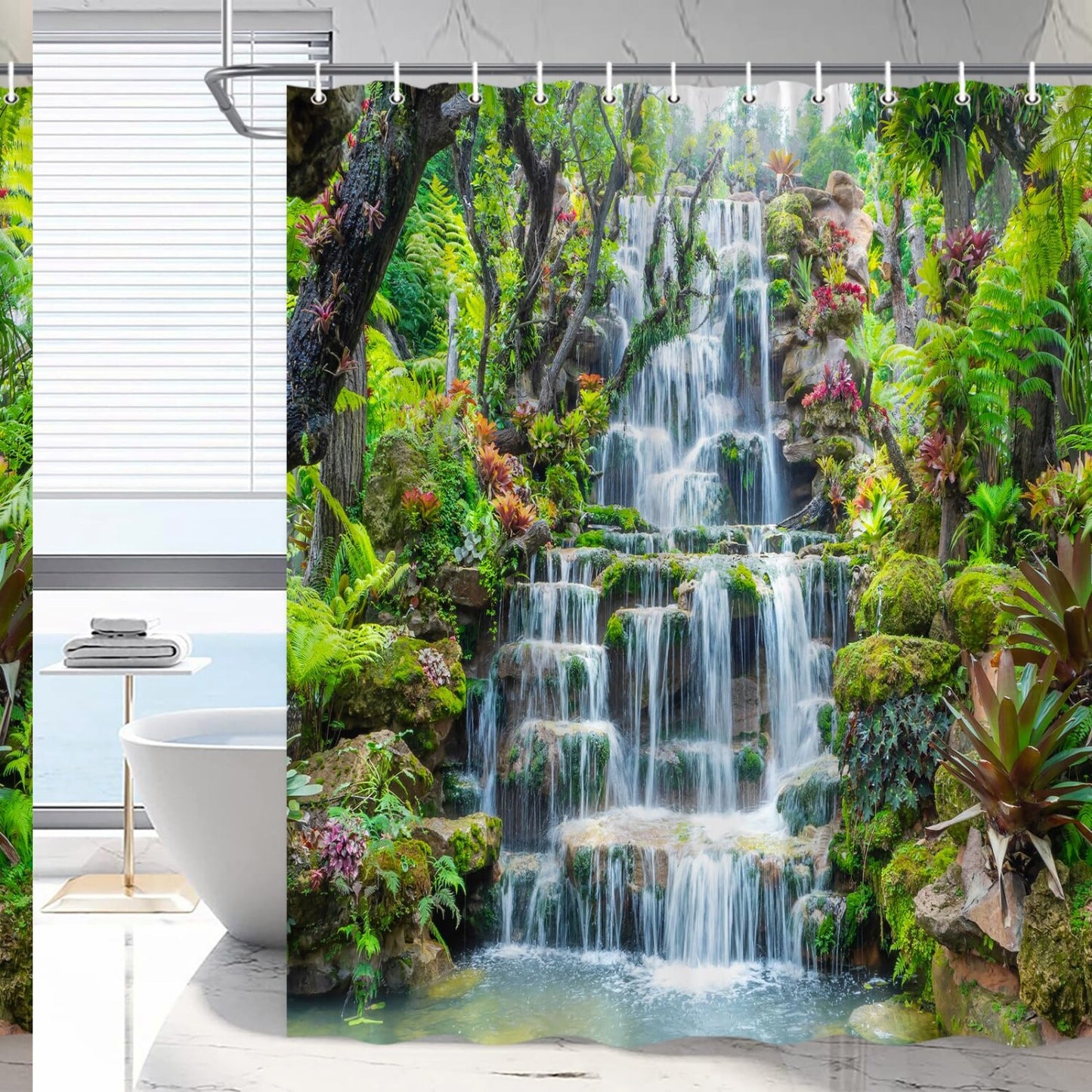 Waterfall Nature Landscape Shower Curtain 70x70 in