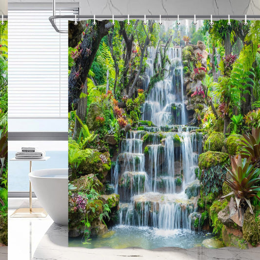 Waterfall Nature Landscape Shower Curtain 70x70 in