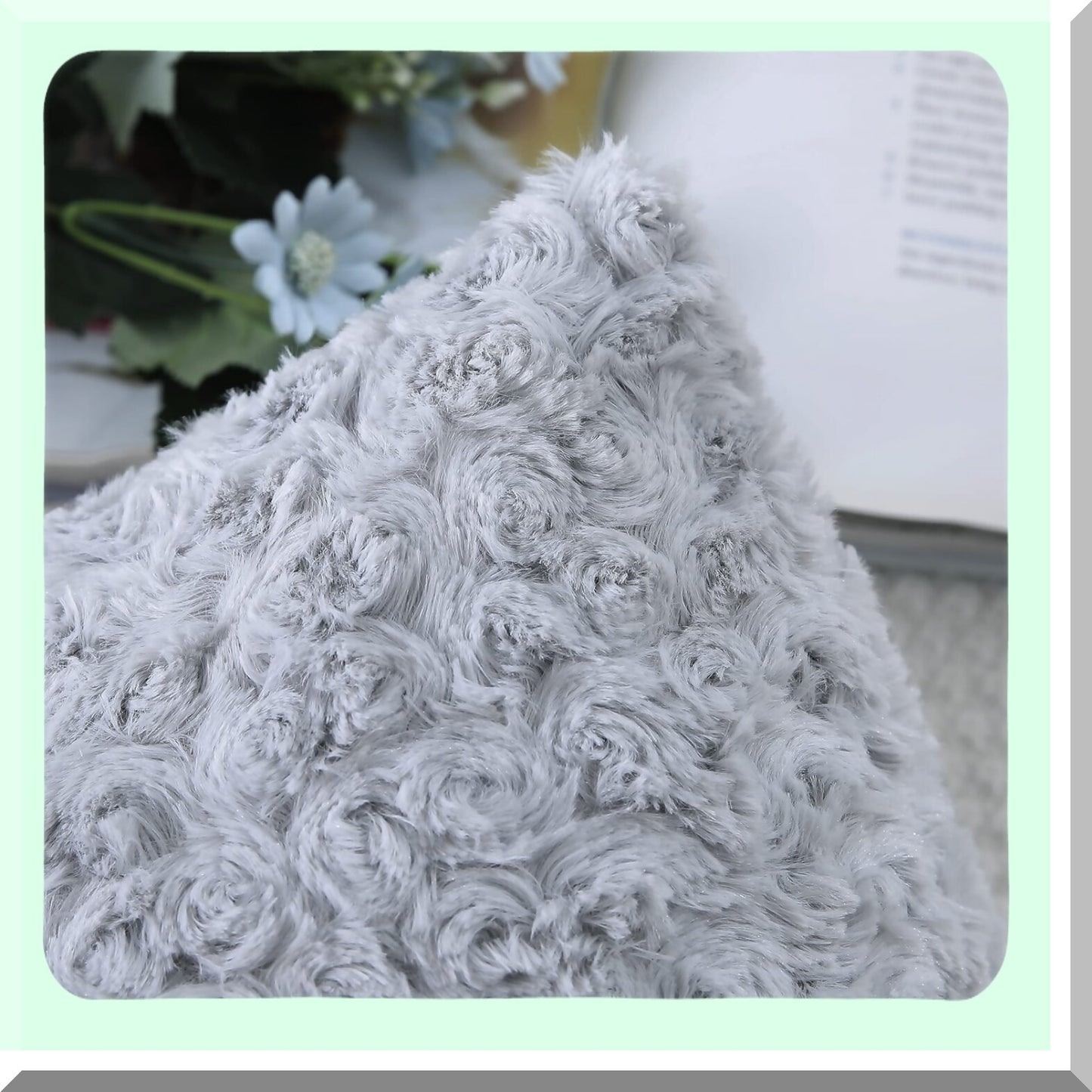 RoseDream 3D Grey Pillow Covers - Set of 2 | 18x18 Inch Fluffy Decorative Cushion Covers for Couch, Bed, Sofa | Soft Rose Pattern Design