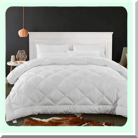 Breathable Diamond Stitched Queen Comforter - Lightweight Down Alternative Duvet Insert with Corner Tabs - Fluffy & Machine Washable - White 88"x92"