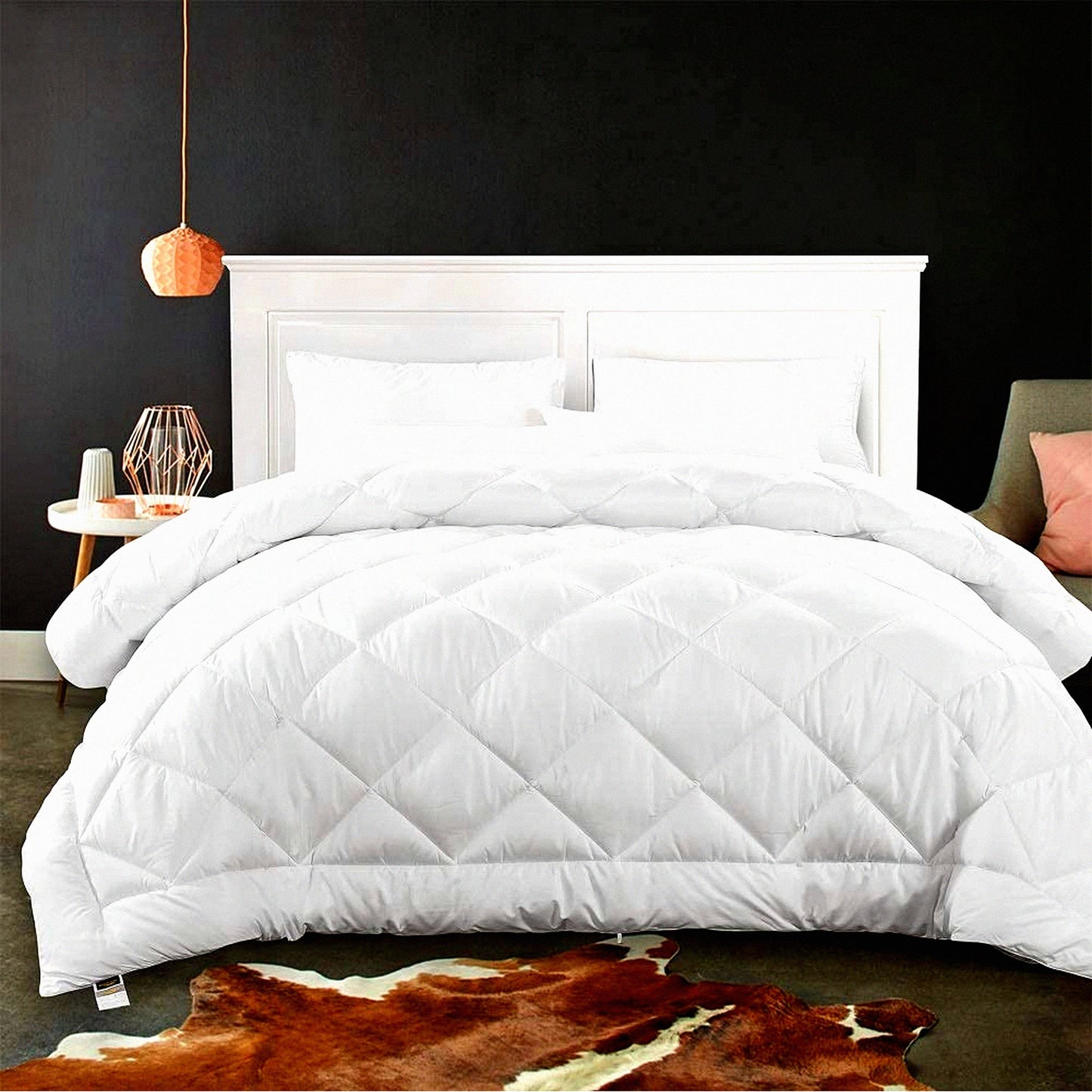 Breathable Diamond Stitched Queen Comforter - Lightweight Down Alternative Duvet Insert with Corner Tabs - Fluffy & Machine Washable - White 88"x92"