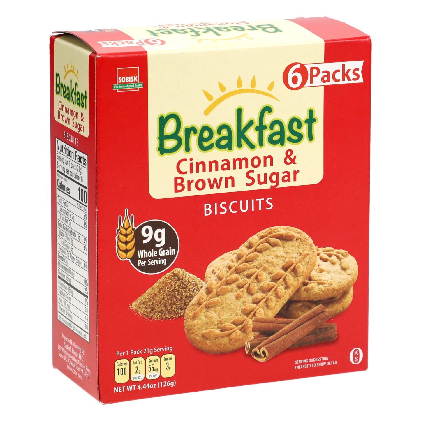 Sobisk Breakfast Cinnamon & Brown Sugar Biscuits, 6-ct. Boxes (Pack of 12)