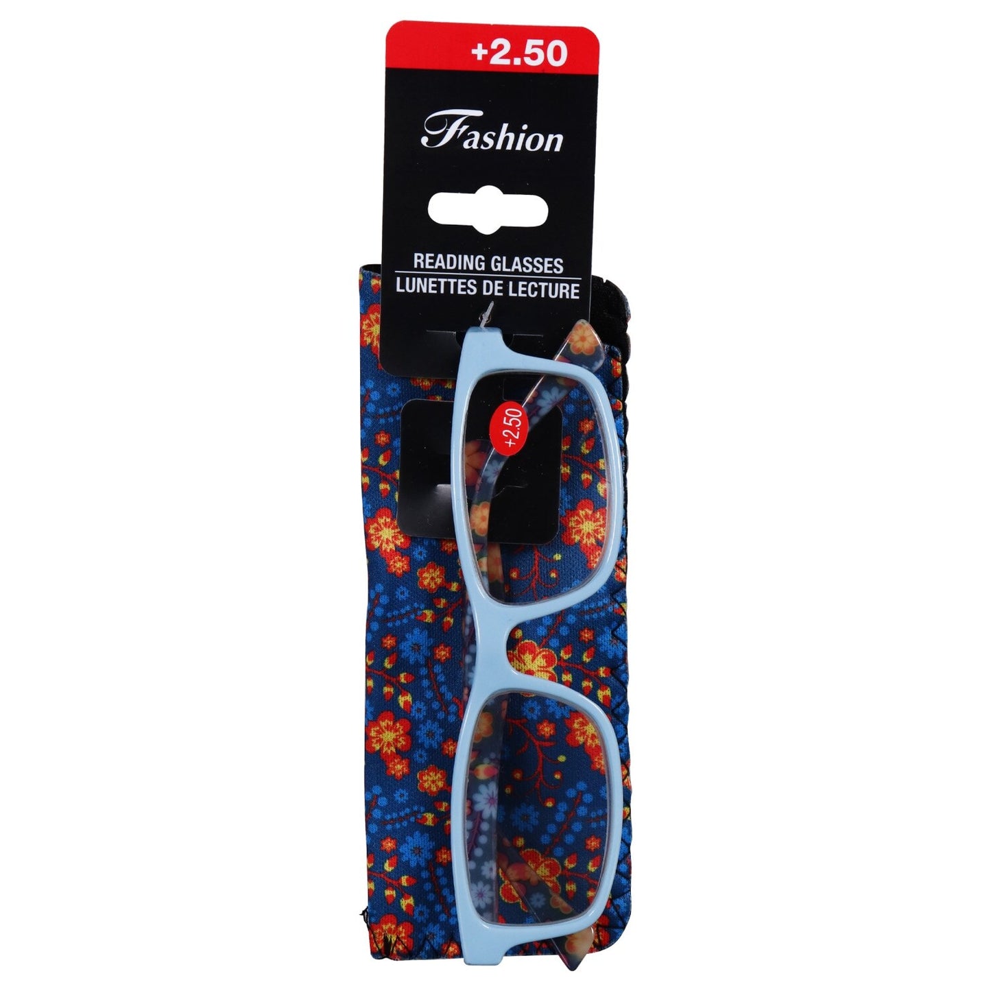 Fashion Readers with Protective Pouches, 2.50 Diopter (Pack of 24)