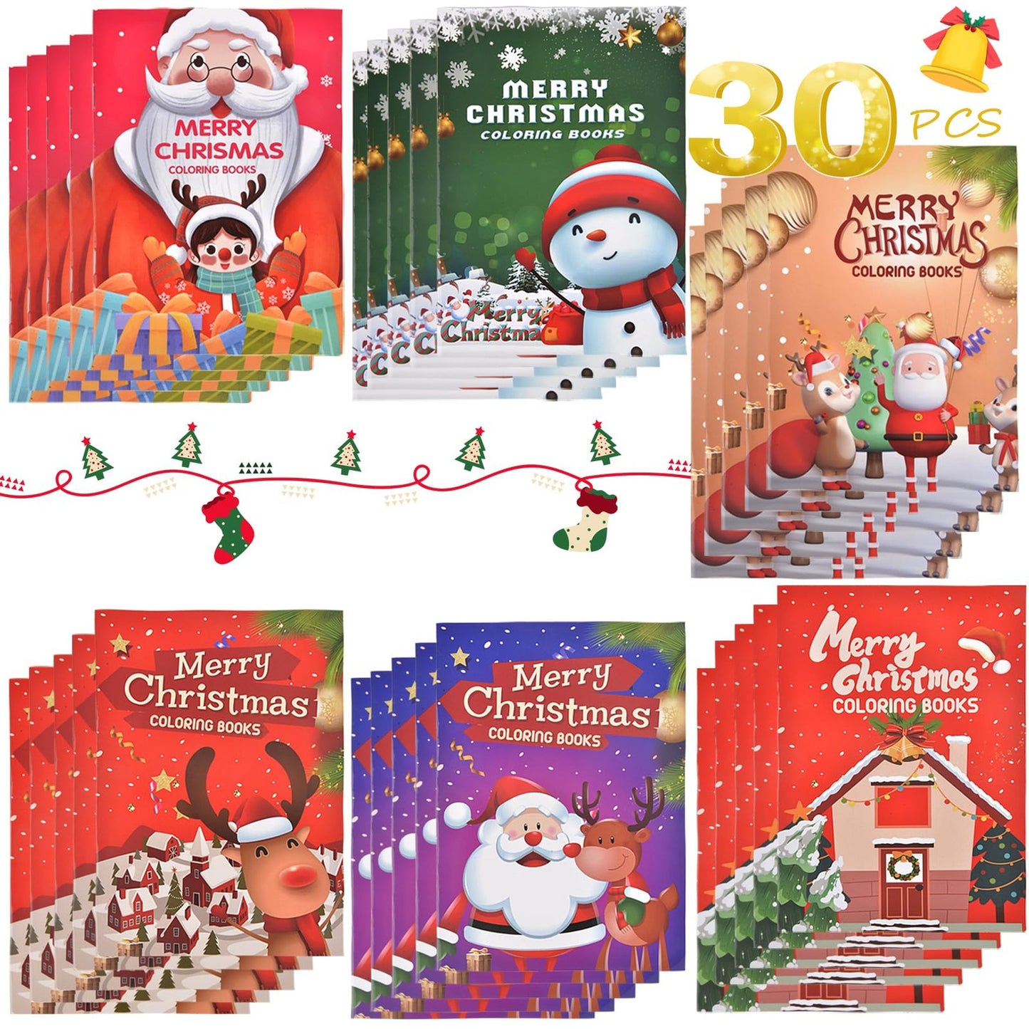 30-Piece Holiday Coloring Book Set for Kids