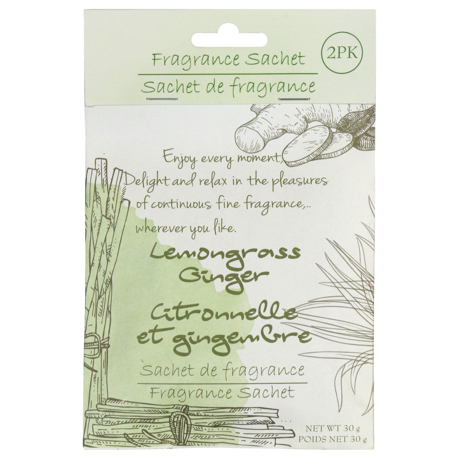 Lemongrass and Ginger Scented Fragrance Sachets, 2-ct. Packs (Pack of 14)