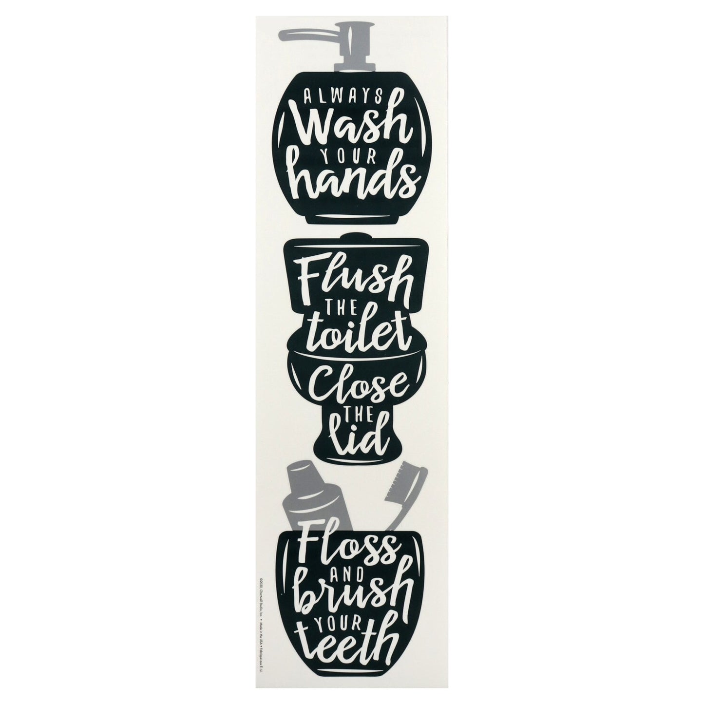 Wall Creations Bathroom Rules Jumbo Wall Stickers, 15.875x4.0 in. (Pack of 12)