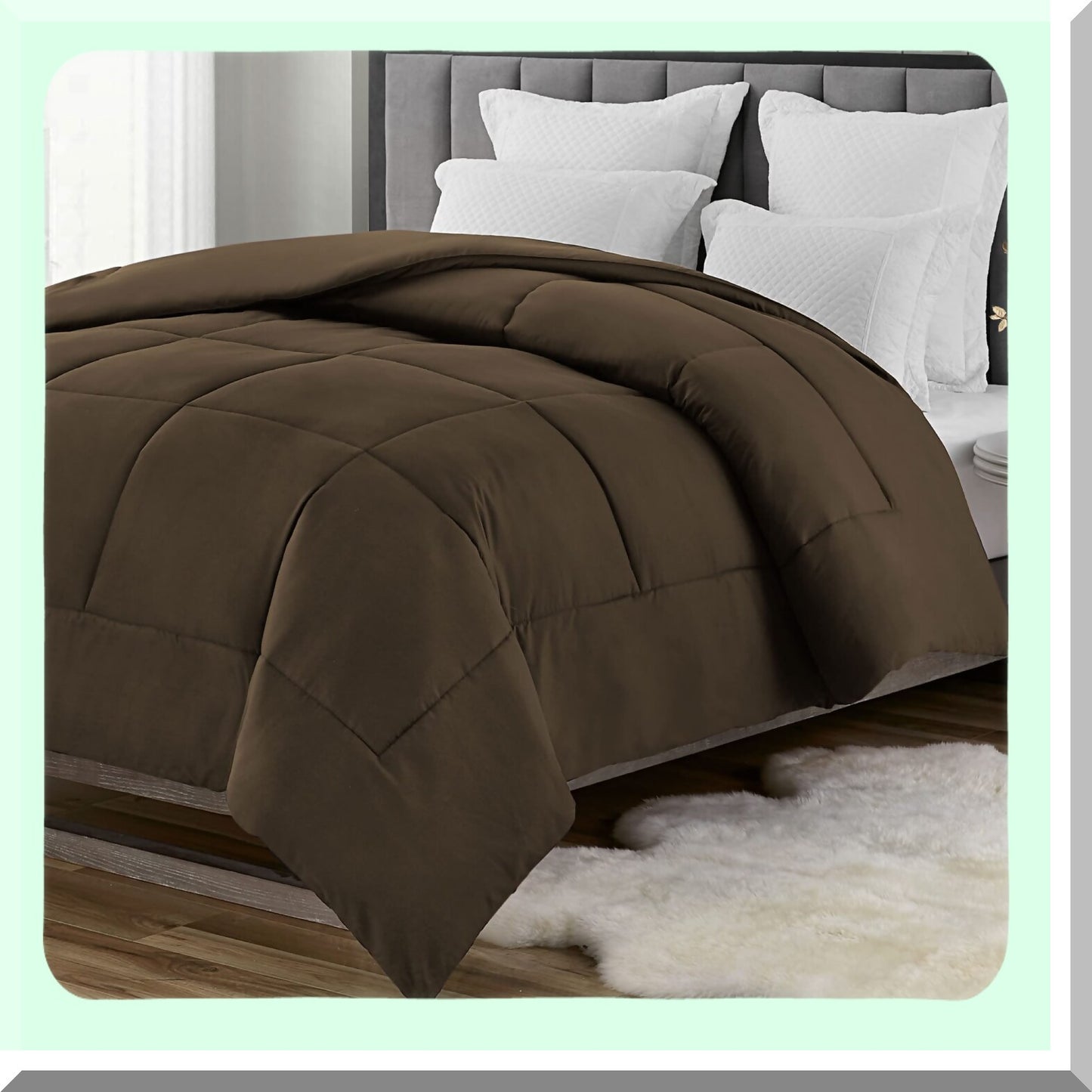 Luxury Soft Microfiber Down Alternative Comforter - All Season Double Fill Full Bedding Comforter - Chocolate - 1-Piece Duver Insert