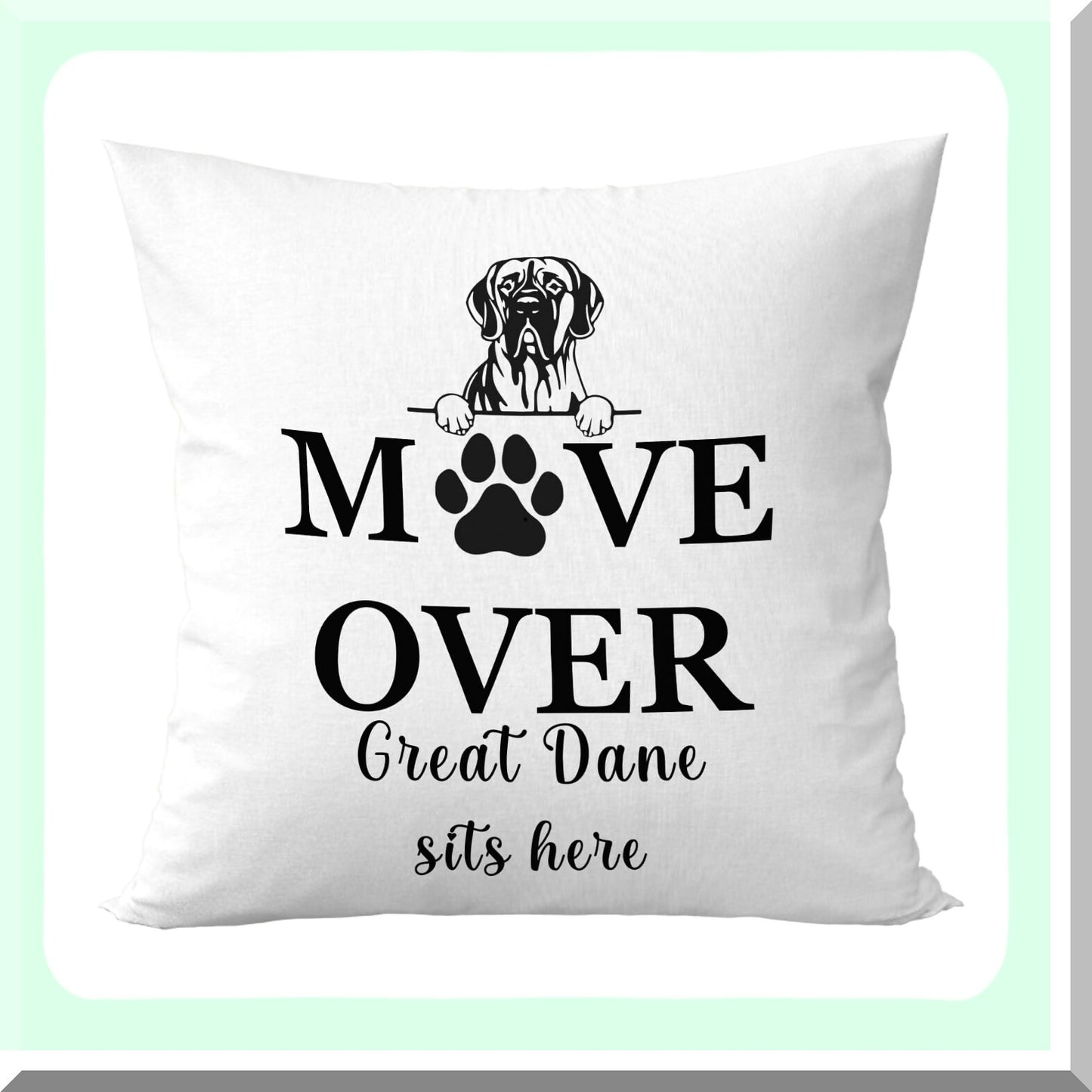 Funny Great Dane Sit Here Pillow Covers - 18x18 Dog Pillowcases for Great Dane Lovers. Great Dane Home Decor Gifts for Funny Dog Owners.