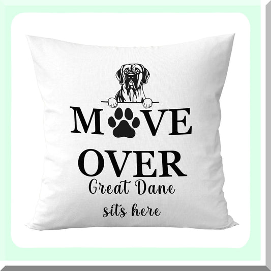 Funny Great Dane Sit Here Pillow Covers - 18x18 Dog Pillowcases for Great Dane Lovers. Great Dane Home Decor Gifts for Funny Dog Owners.