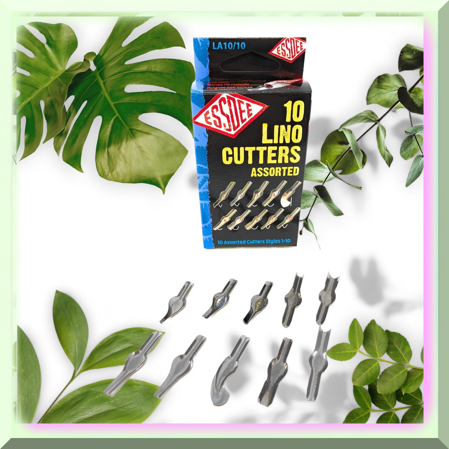 UK Linoleum Cutter Set with 10 High Carbon Steel Blades