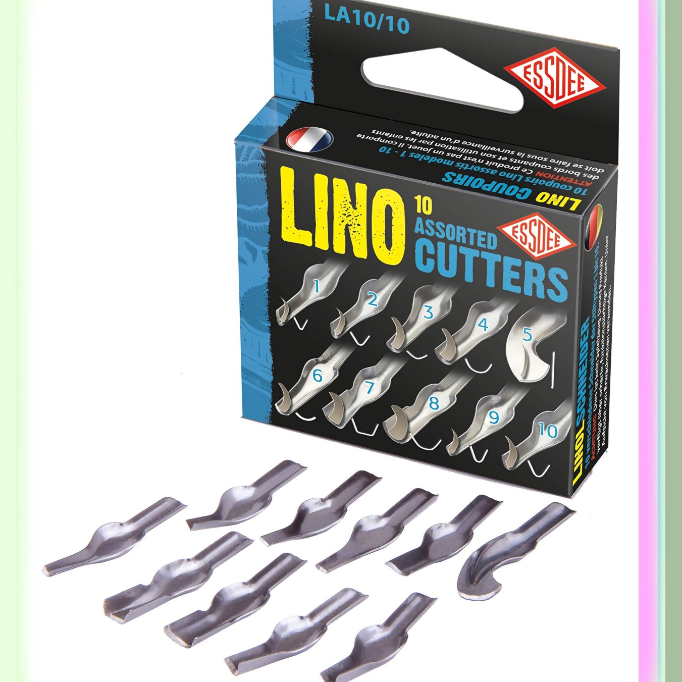 UK Linoleum Cutter Set with 10 High Carbon Steel Blades