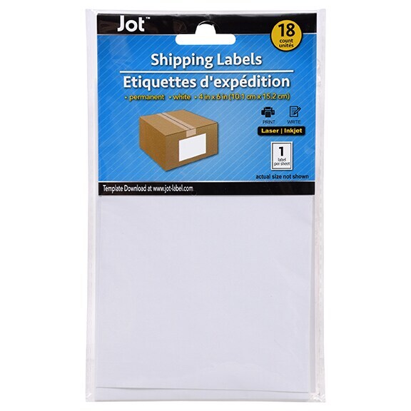 Jot White Shipping Labels, 18-ct. Packs (Pack of 24)