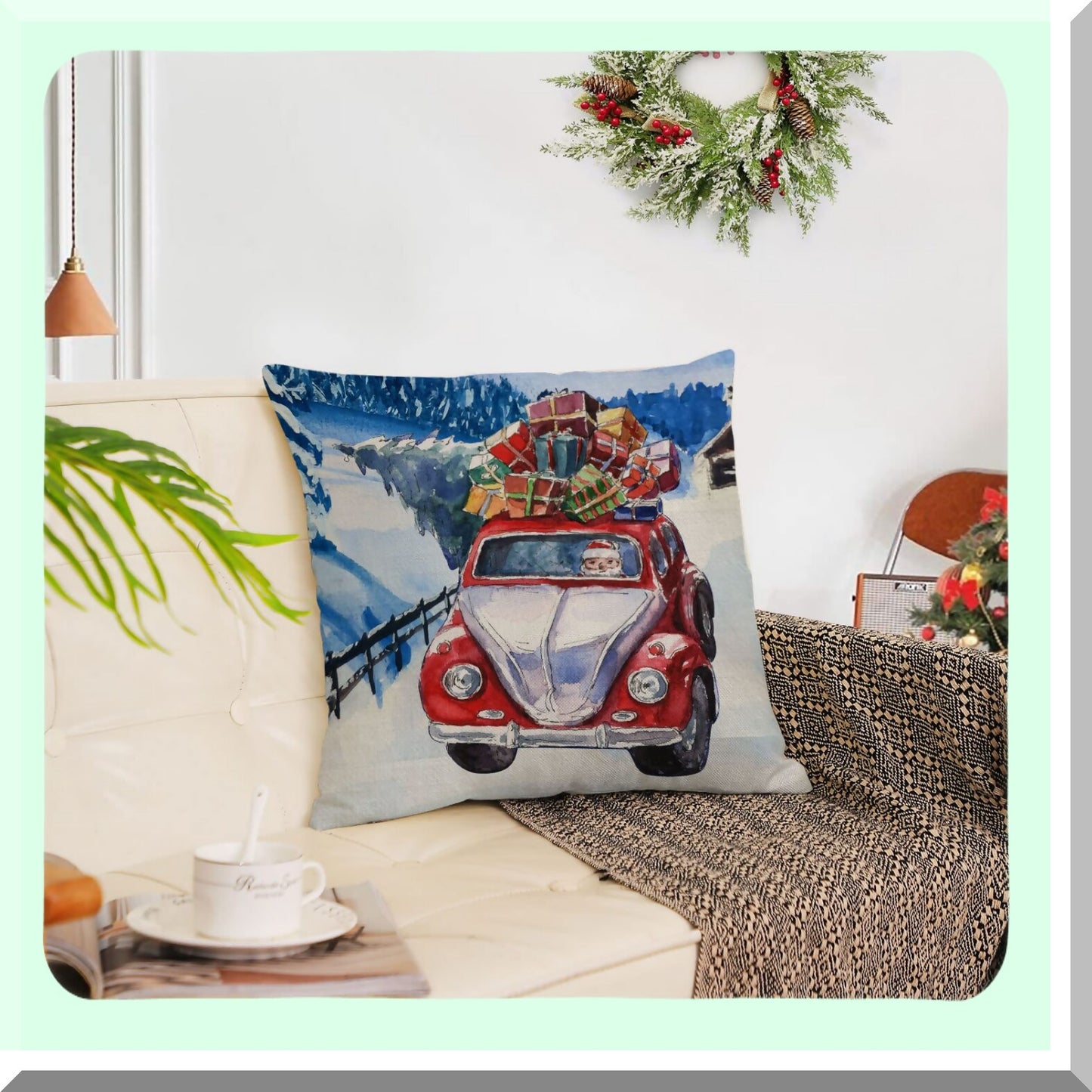 Snowman Winter Holiday Pillow Covers - Set of 4 Xmas Throw Pillows - Festive Snowman Pillow Cases for Home Outdoor Sofa - 18x18 Couch Cushion Covers