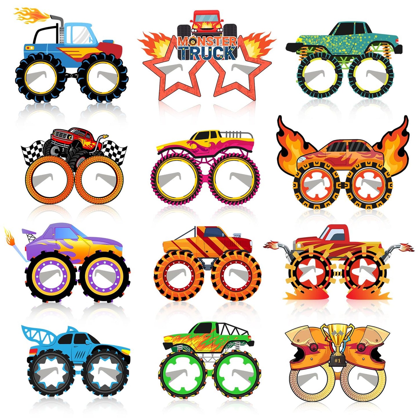 24 PCS Monster Truck Paper Glasses for Party Favors and Decorations