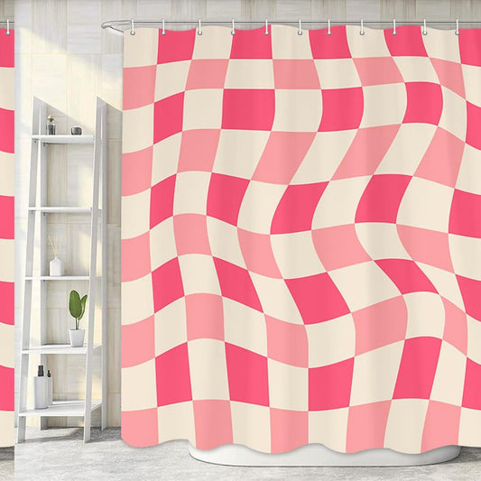 Aesthetic 70s Abstract Wavy Swirl Shower Curtain 72x72in
