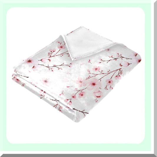 All-Season Cherry Blossom Warmth: Lightweight 60x90 Throw Blanket for Couch, Bed, and Sofa