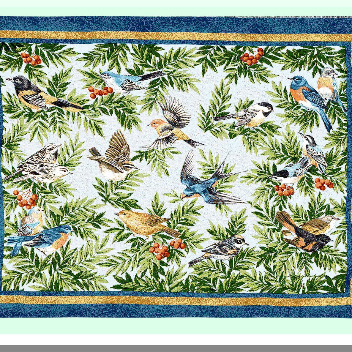 Bird Garden Songbirds Cotton Tapestry Throw - Floral Gift Blanket, Made in USA, 72x54