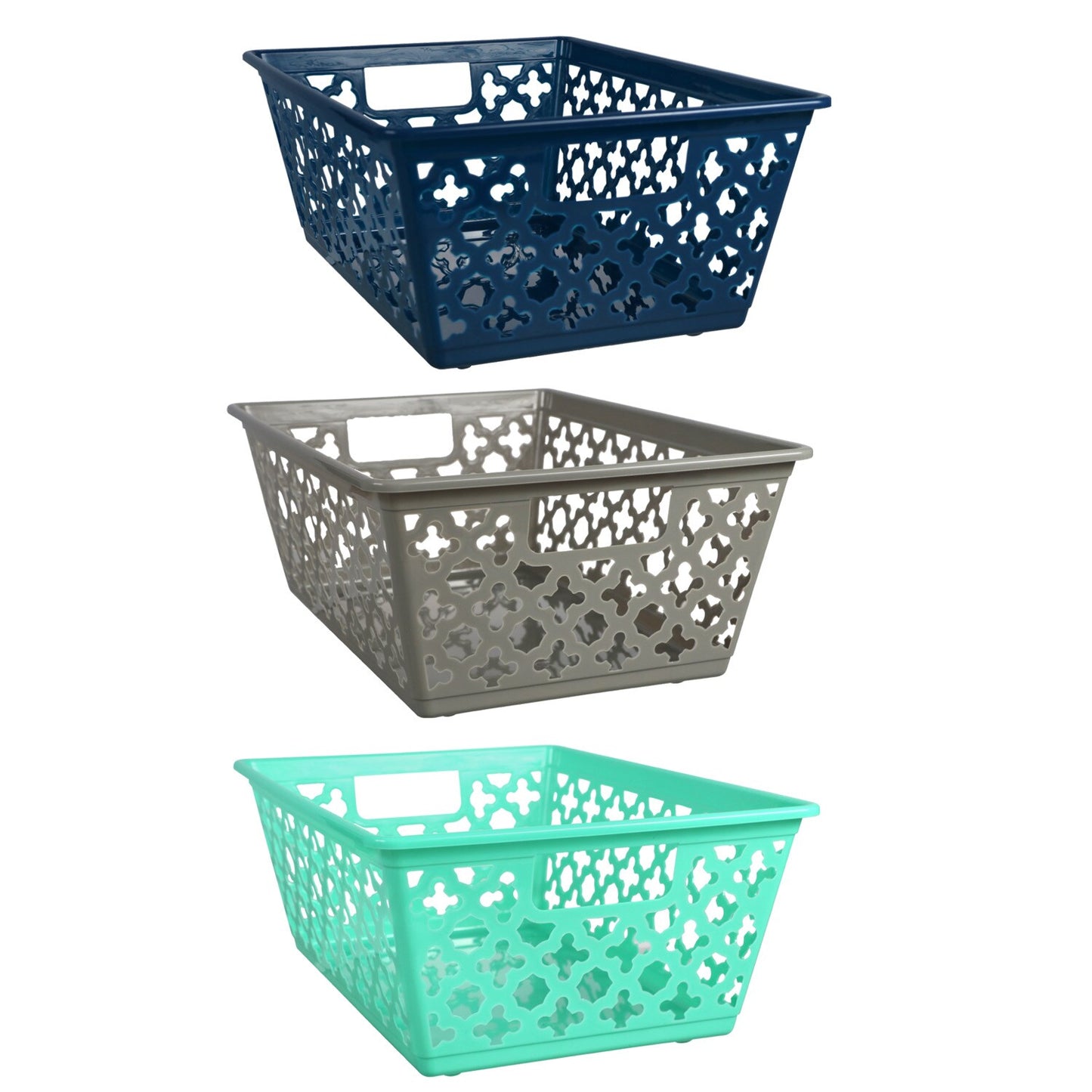 Garden Gate Plastic Storage Baskets with Handles, 10x14-in. (Pack of 24)