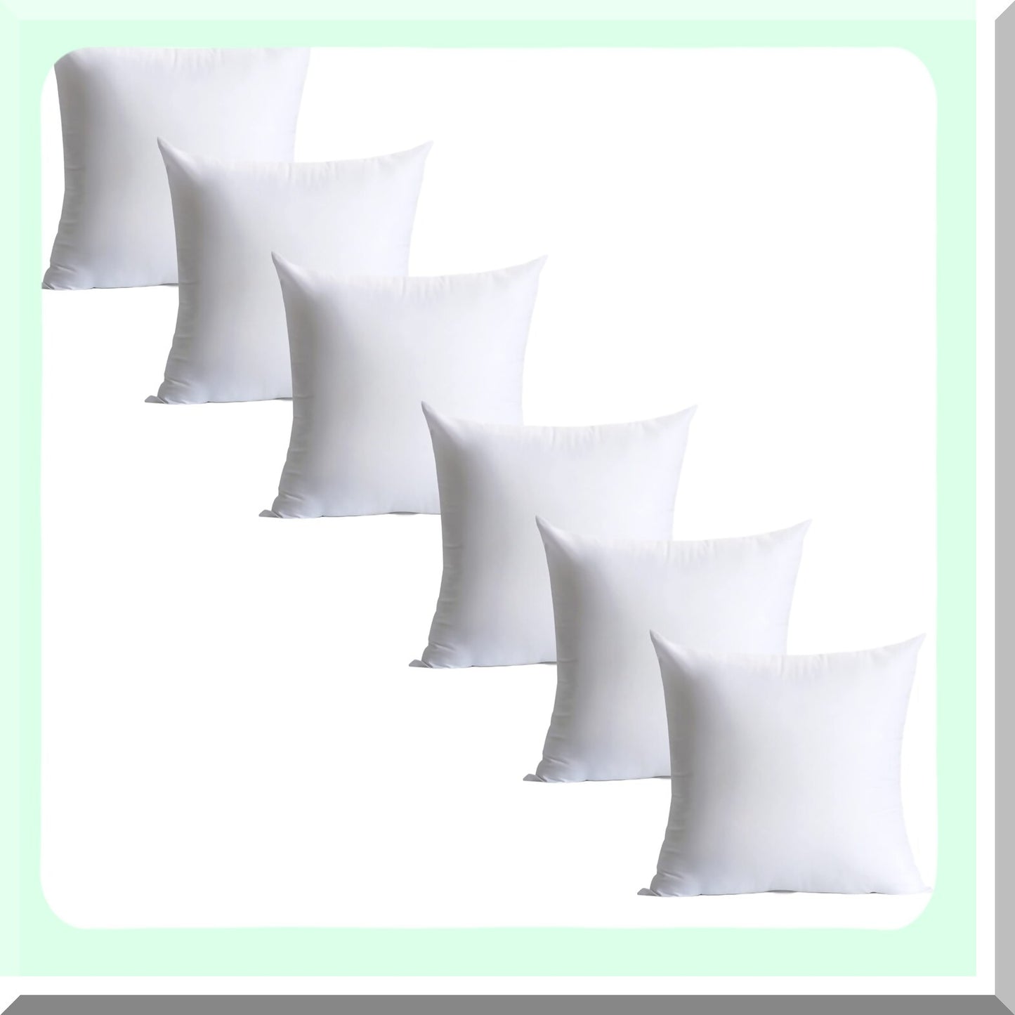 Hypoallergenic Microfiber Down Alternative Pillow Inserts - Set of 6 | Brushed Liner | Square Cushion Throw Pillow - 18 x 18 inches