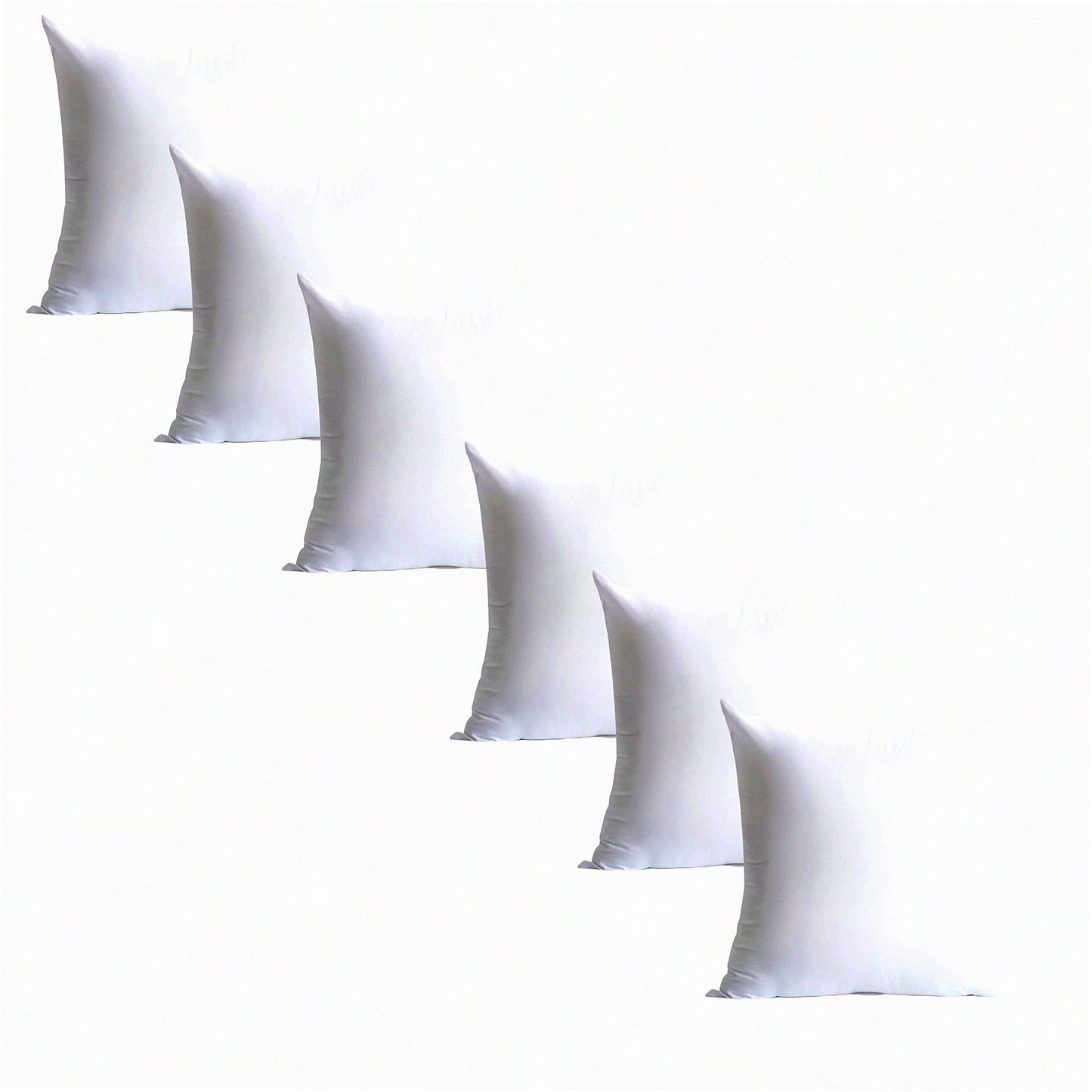 Hypoallergenic Microfiber Down Alternative Pillow Inserts - Set of 6 | Brushed Liner | Square Cushion Throw Pillow - 18 x 18 inches