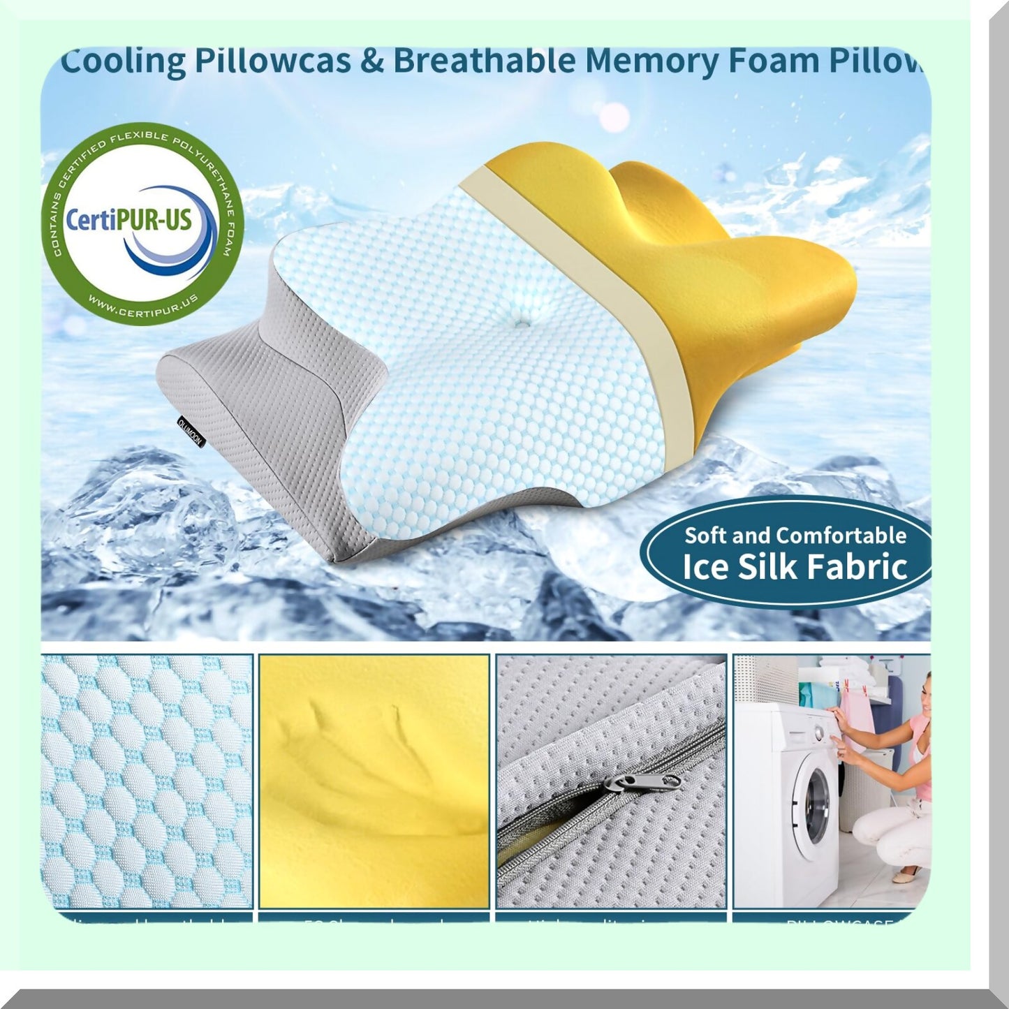 OrthoRelax Memory Foam Neck Pillow - Pain Relief Contour Pillow for Shoulder, Back, Stomach Sleepers. Ergonomic Orthopedic Bed Pillow with Breathable Pillowcase.